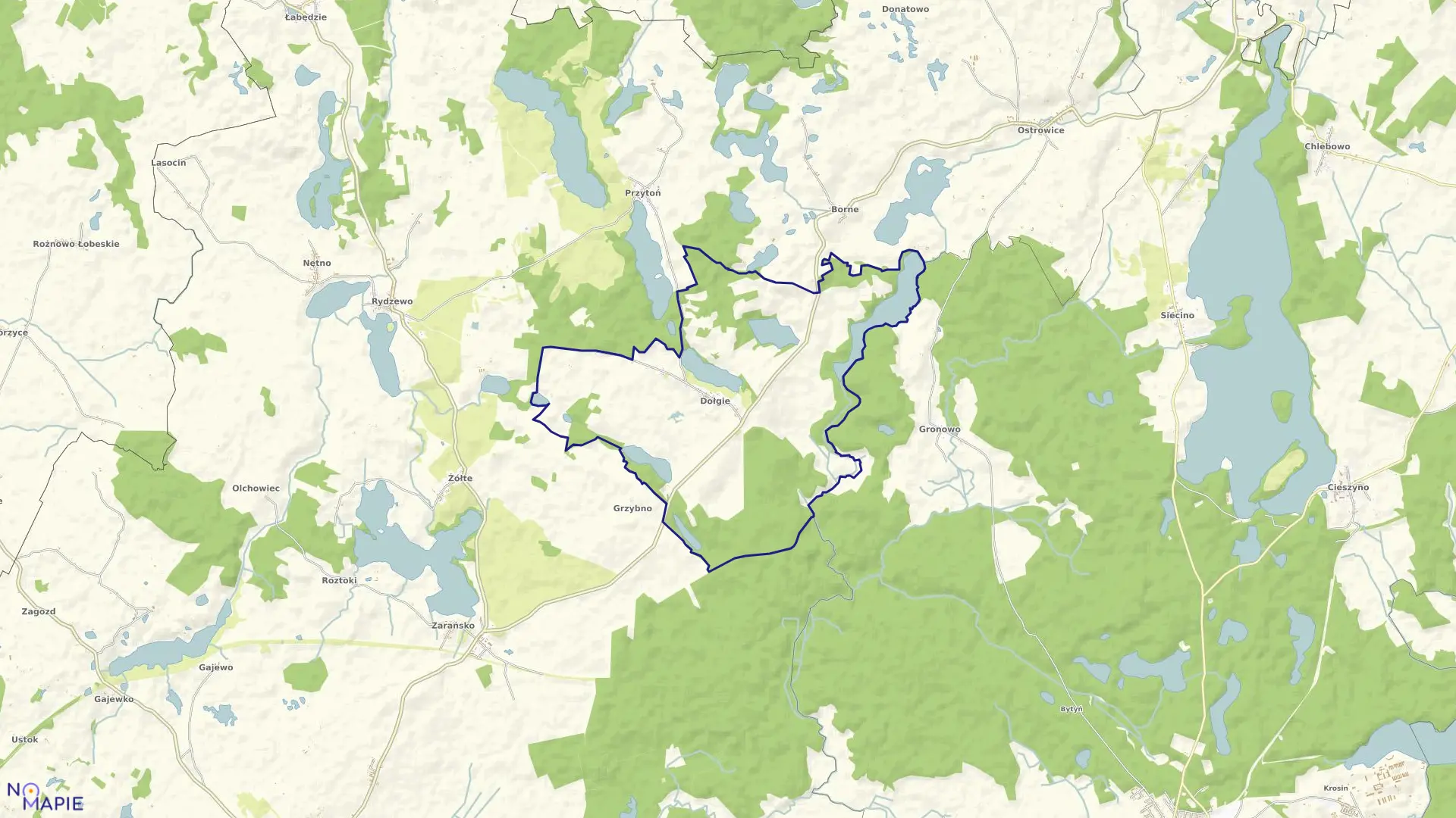 Mapa obrębu Dołgie w gminie Drawsko Pomorskie