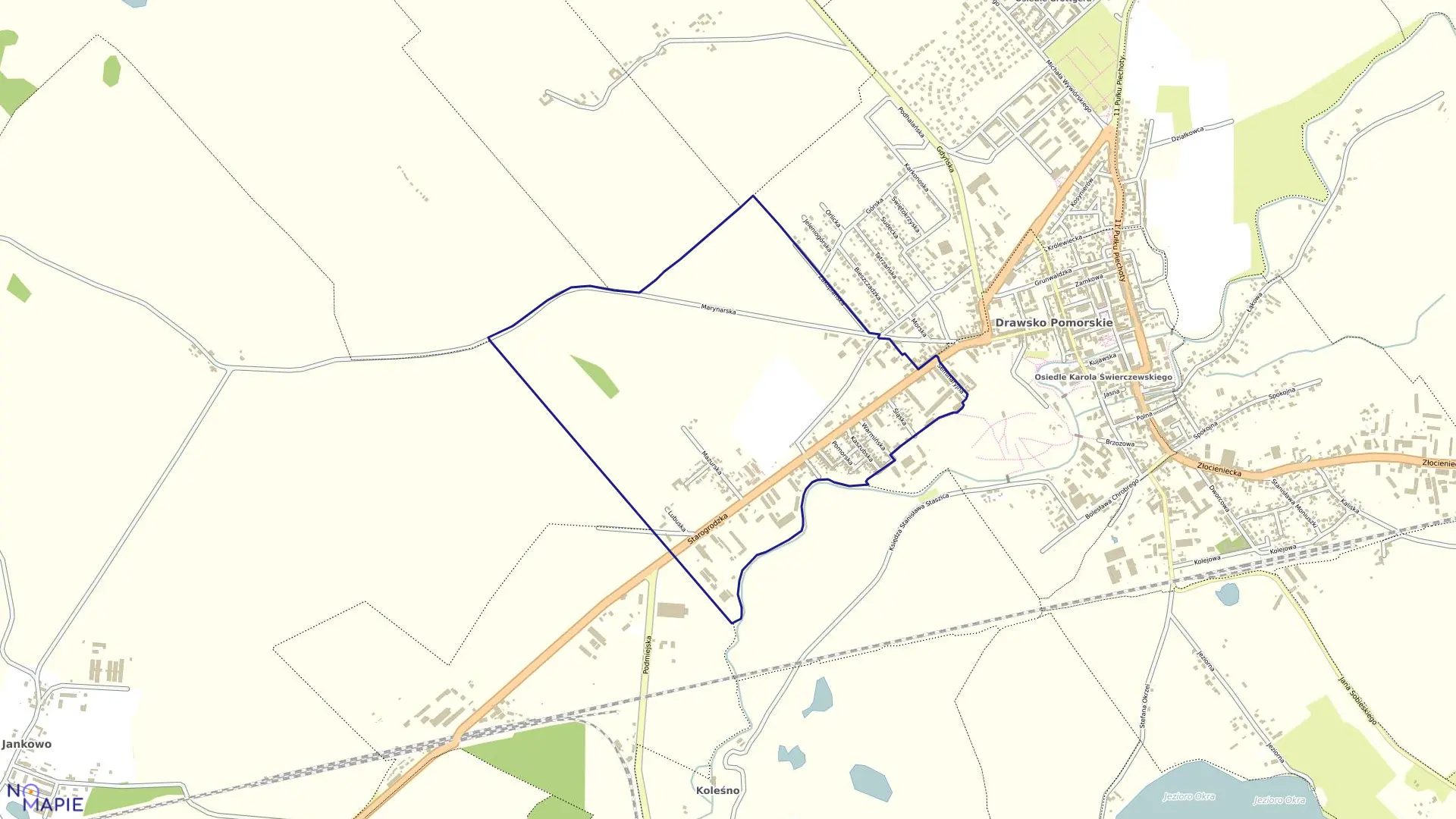 Mapa obrębu Drawsko Pom.-10 w gminie Drawsko Pomorskie