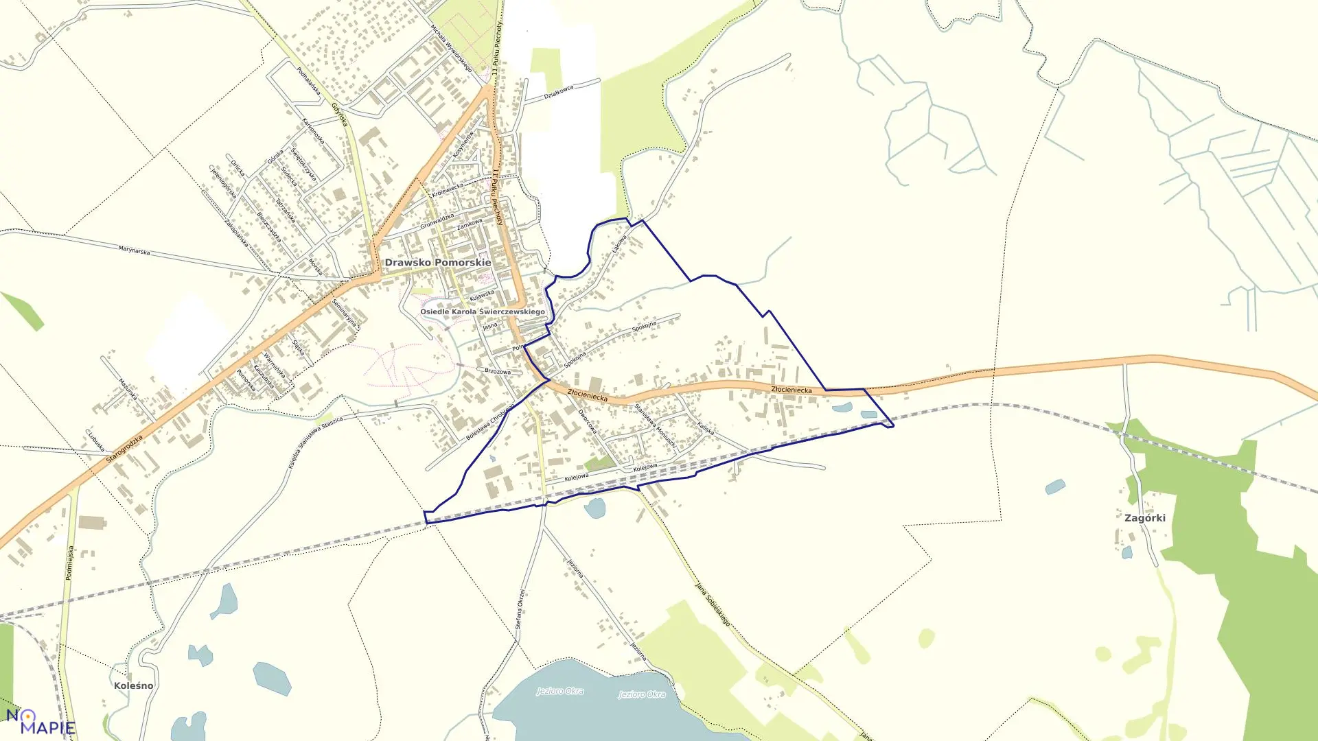 Mapa obrębu Drawsko Pom.-12 w gminie Drawsko Pomorskie