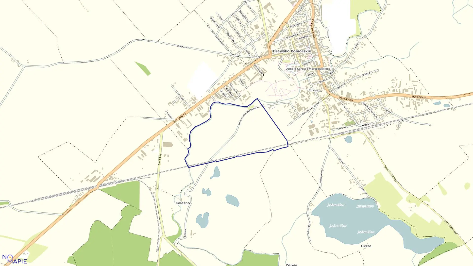 Mapa obrębu Drawsko Pom.-13 w gminie Drawsko Pomorskie