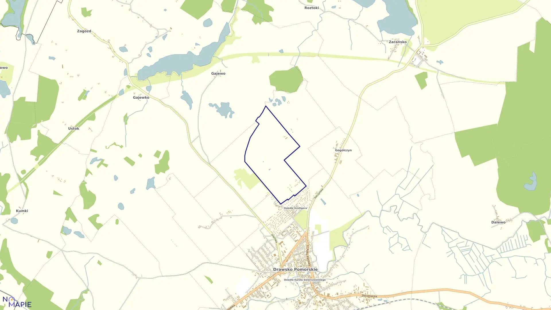 Mapa obrębu Drawsko Pom.-2 w gminie Drawsko Pomorskie