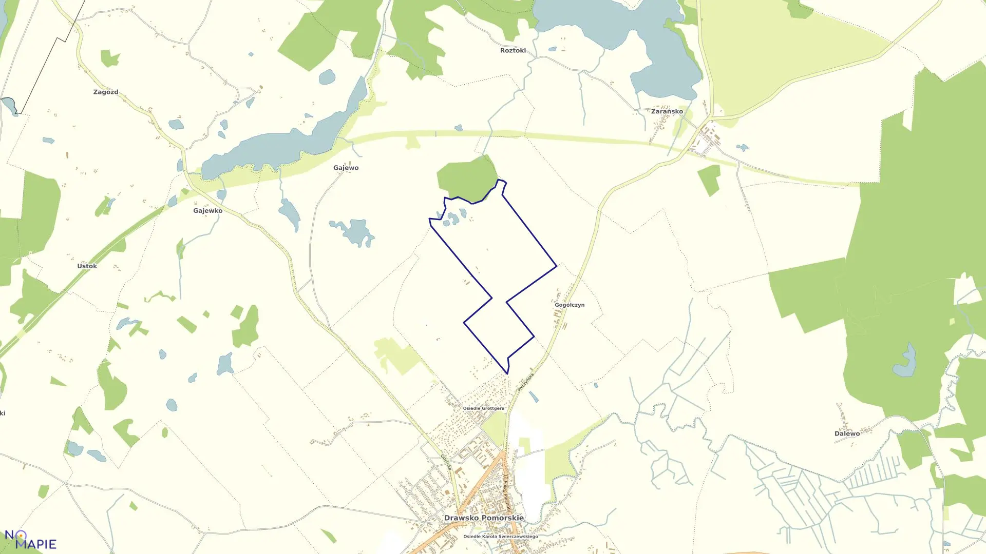 Mapa obrębu Drawsko Pom.-3 w gminie Drawsko Pomorskie