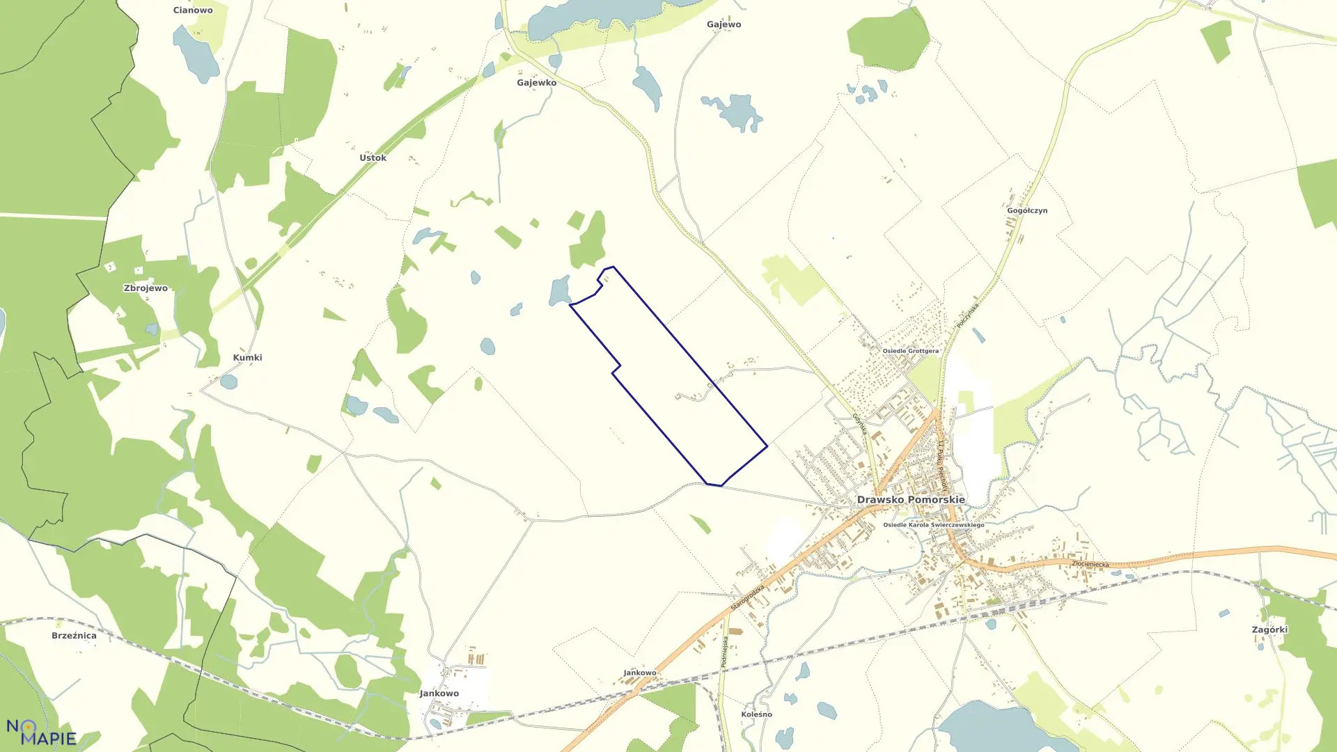 Mapa obrębu Drawsko Pom.-4 w gminie Drawsko Pomorskie