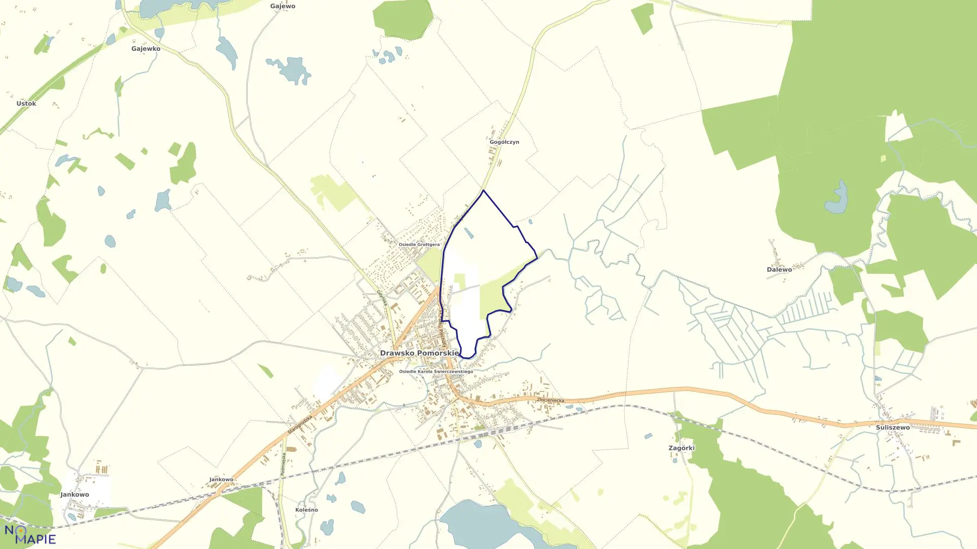 Mapa obrębu Drawsko Pom.-7 w gminie Drawsko Pomorskie