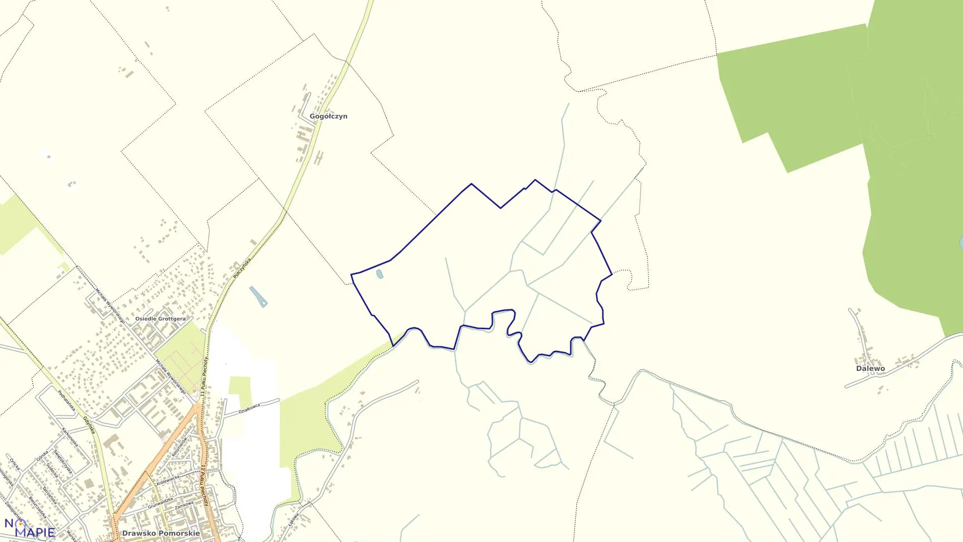 Mapa obrębu Drawsko Pom.-8 w gminie Drawsko Pomorskie