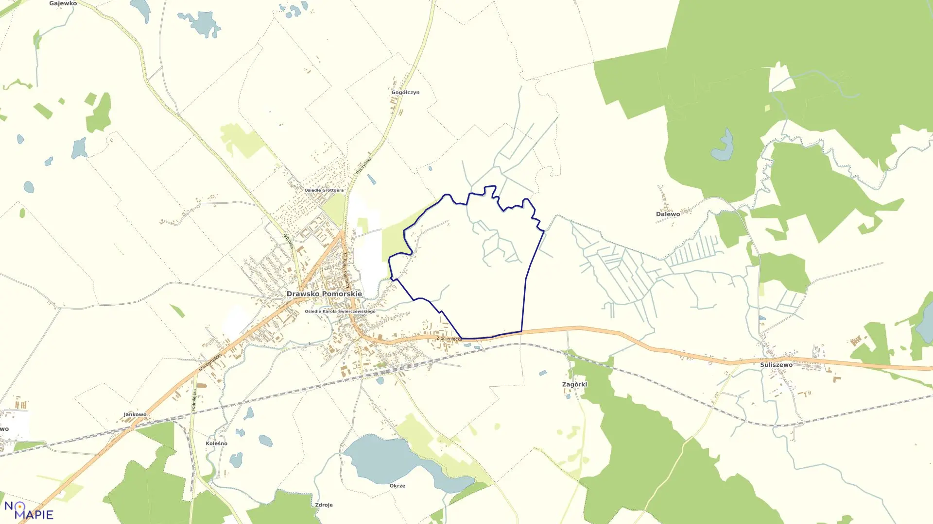 Mapa obrębu Drawsko Pom.-9 w gminie Drawsko Pomorskie