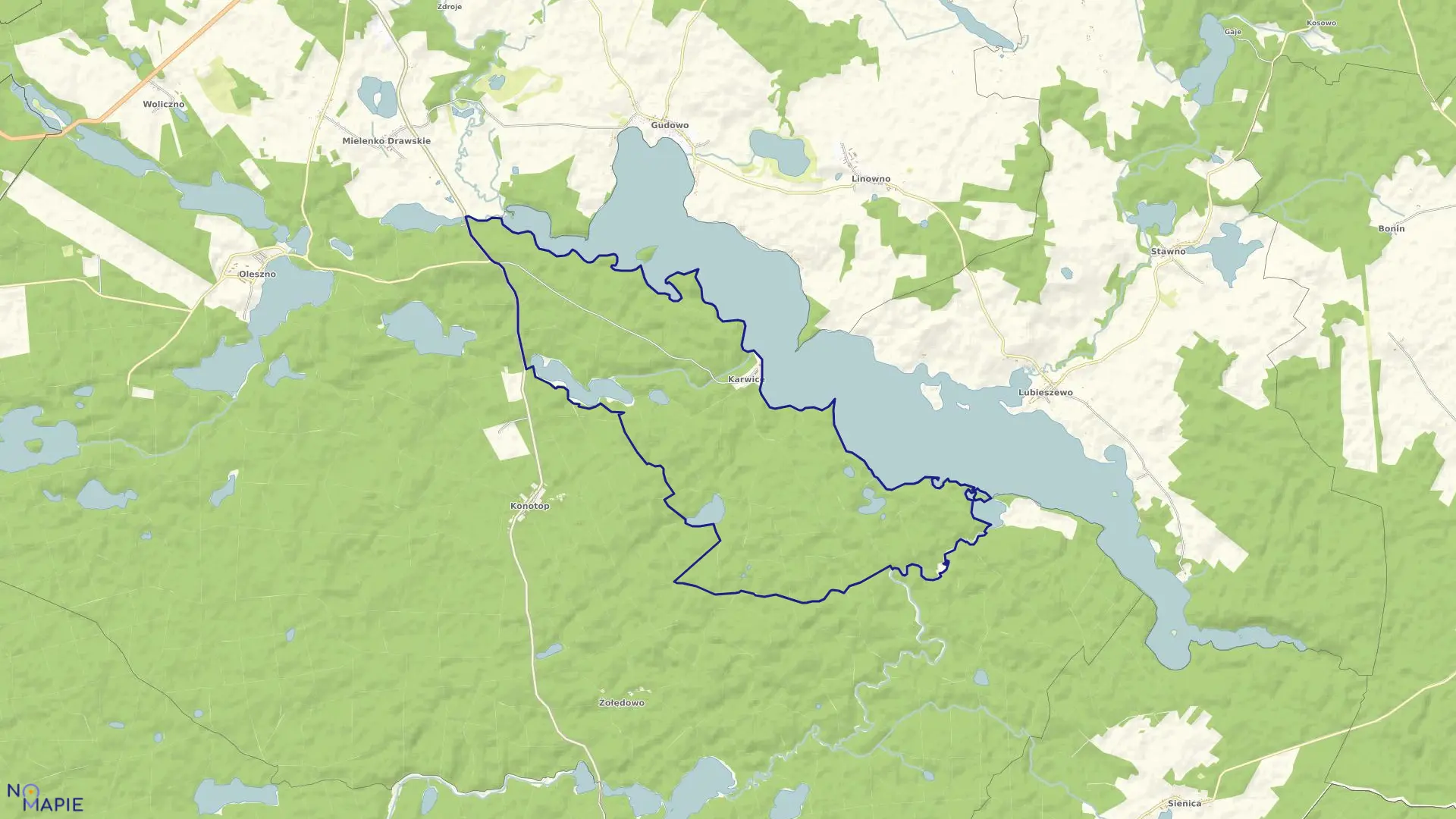 Mapa obrębu Karwice w gminie Drawsko Pomorskie