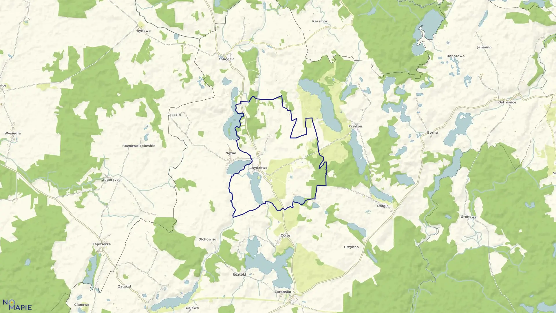 Mapa obrębu Rydzewo w gminie Drawsko Pomorskie
