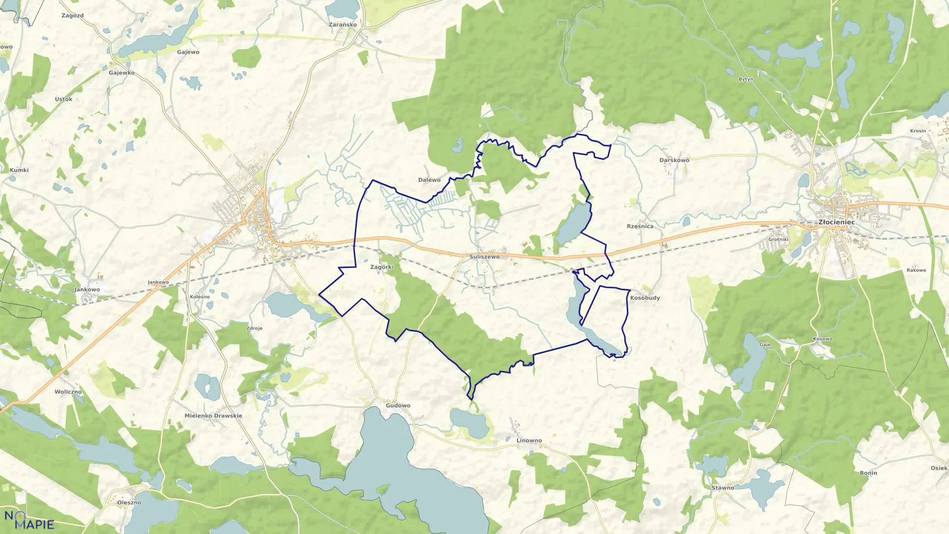 Mapa obrębu Suliszewo w gminie Drawsko Pomorskie